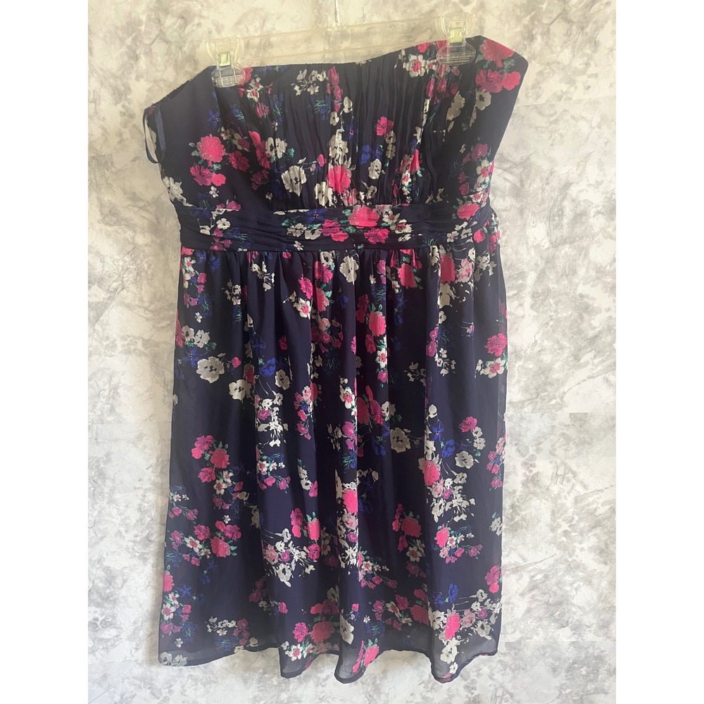 Torrid 1 Blue‎ Floral Removable Straps Strapless Dress Plus Size 1x 14 16 NWT